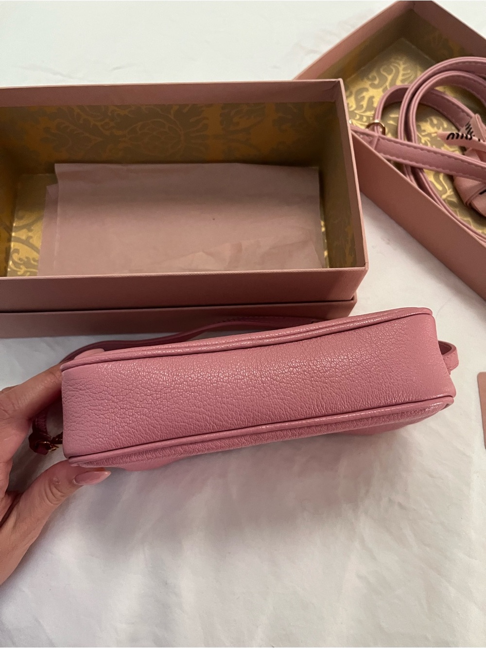 Miu Miu Pink Madras Camera Bag Leather Small - Picture 8 of 9